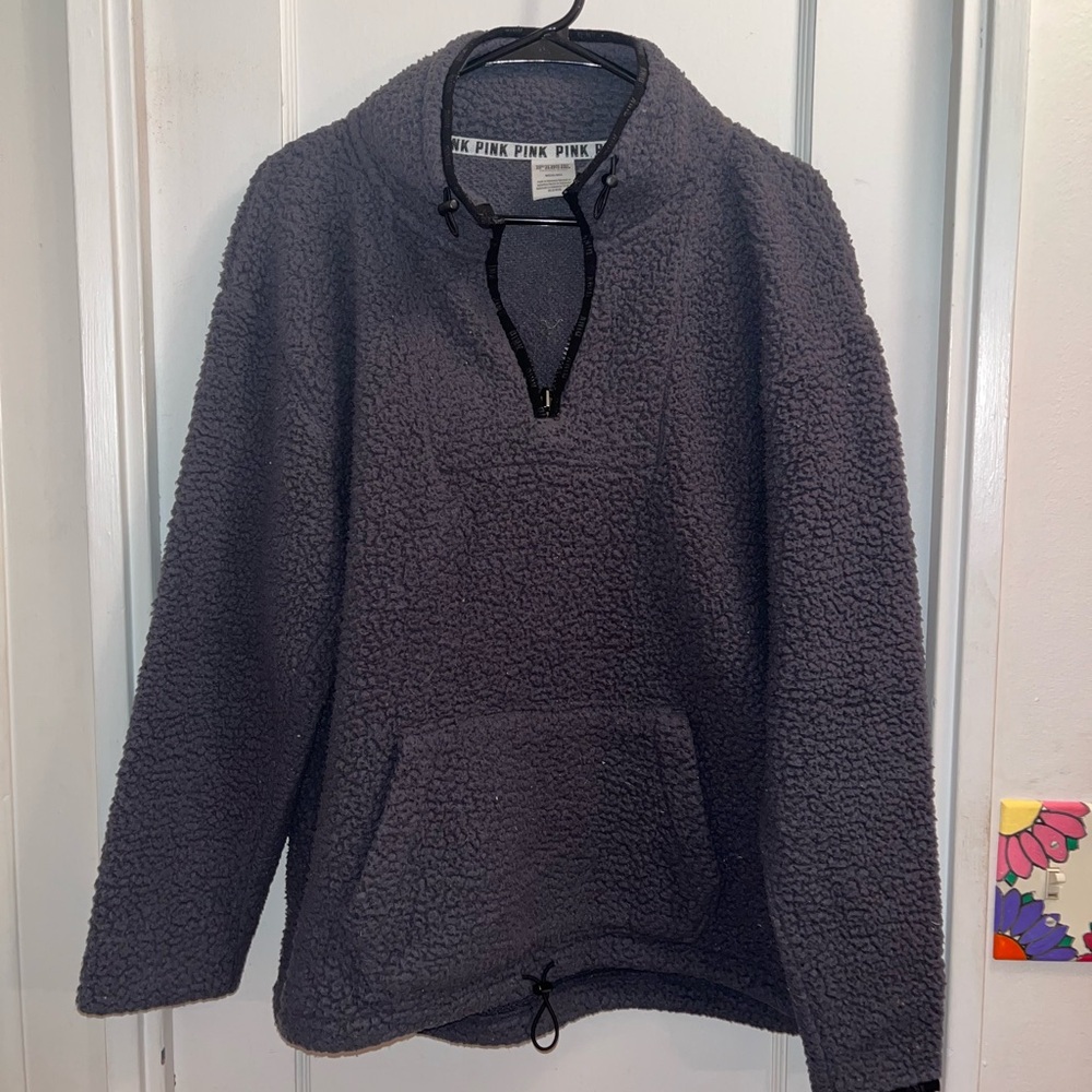 Gray Victoria’s Secret PINK Sherpa Pullover